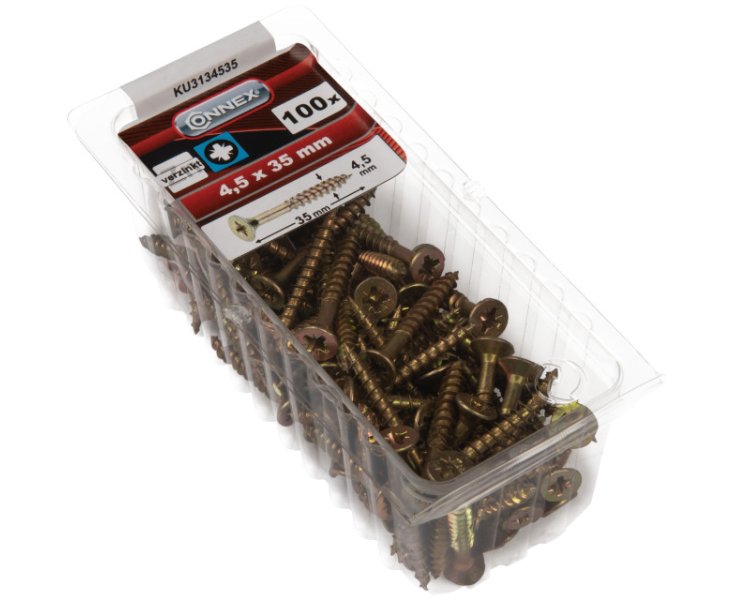 TORNILLOS UNIVERSALES GALVANIZADO PZ 4.5x35 BLISTER 100UD
