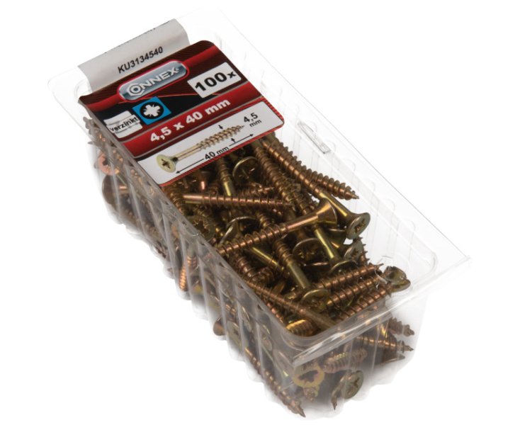 TORNILLOS UNIVERSALES GALVANIZADO PZ 4.5x40 BLISTER 100UD