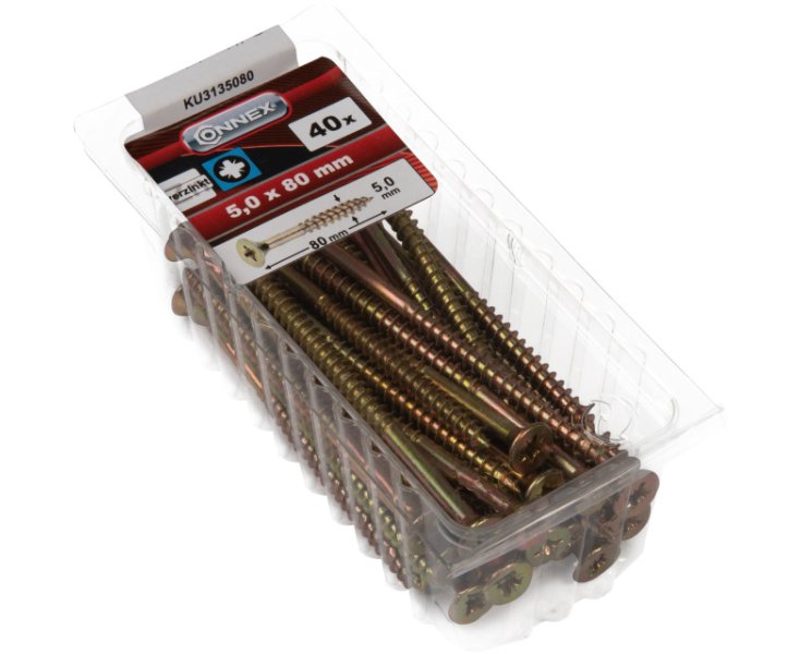 TORNILLOS UNIVERSALES GALVANIZADO PZ 5.0x80 BLISTER 40UD