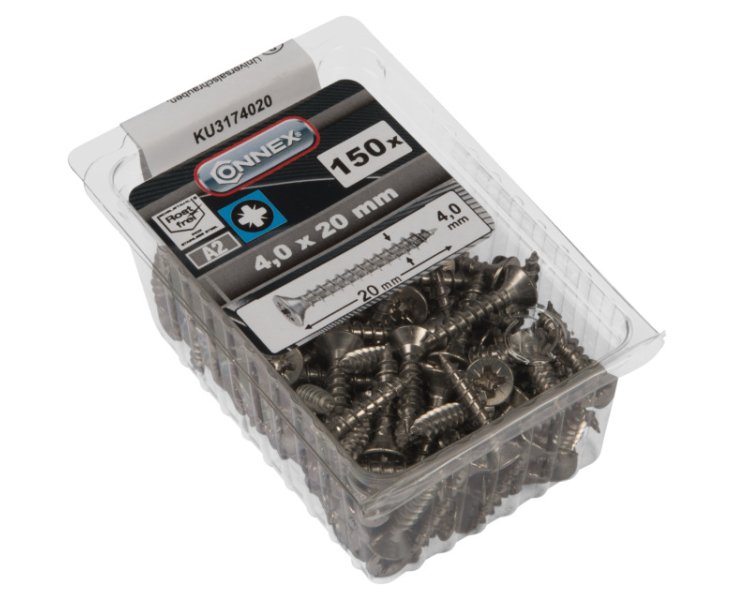 TORNILLOS UNIVERSALES INOX 4.0x20 BLISTER 150UD