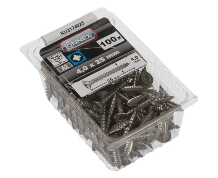 TORNILLOS UNIVERSALES INOX 4.0x25 BLISTER 100UD