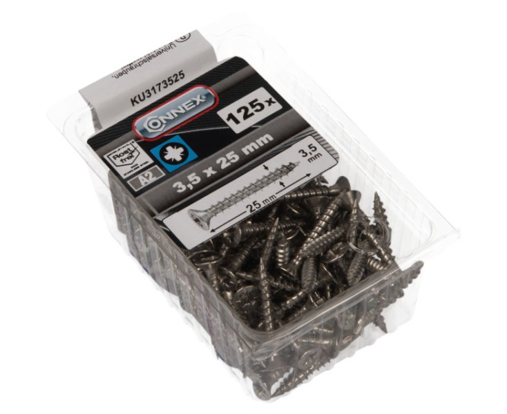 TORNILLOS UNIVERSALES INOX PZ 3.5x25 BLISTER 125UD
