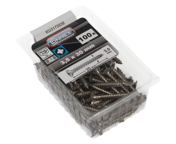 TORNILLOS UNIVERSALES INOX PZ 3.5x30 BLISTER 100UD