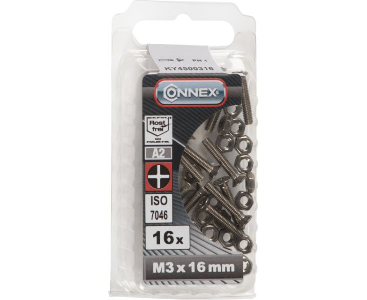TUERCAS CABEZA PLANA FRESADA A4 3x16 BLISTER 16UD
