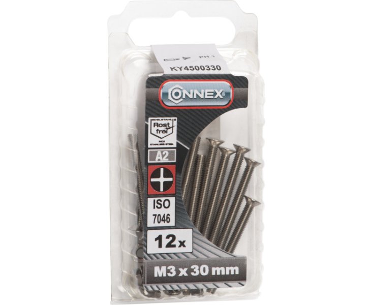 TUERCAS CABEZA PLANA FRESADA A4 3x30 BLISTER 12UD