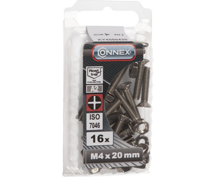 TUERCAS CABEZA PLANA FRESADA A4 4x20 BLISTER 16UD