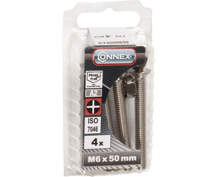 TUERCAS CABEZA PLANA FRESADA A4 6x50 BLISTER 4UD