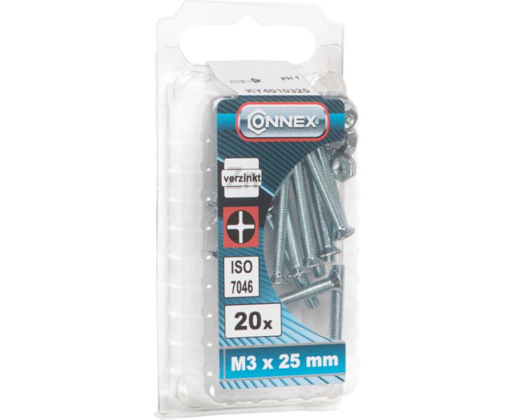 TUERCAS CABEZA PLANA FRESADA CINCADA 3x25 BLISTER 20UD