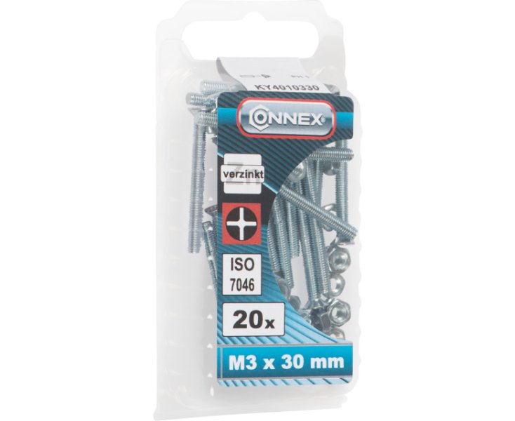 TUERCAS CABEZA PLANA FRESADA CINCADA 3x30 BLISTER 20UD