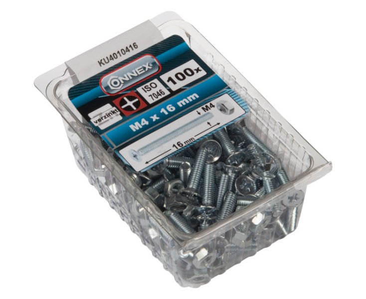 TUERCAS CABEZA PLANA FRESADA CINCADA 4x16 BLISTER 100UD