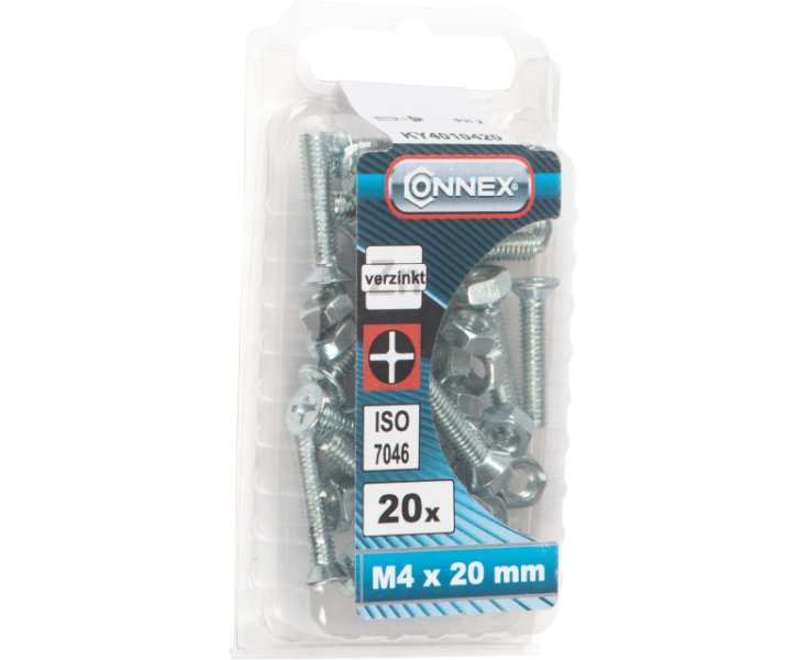 TUERCAS CABEZA PLANA FRESADA CINCADA 4x20 BLISTER 20UD