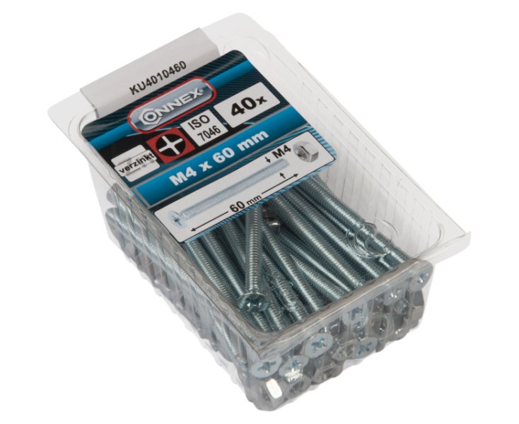 TUERCAS CABEZA PLANA FRESADA CINCADA 4x60 BLISTER 40UD