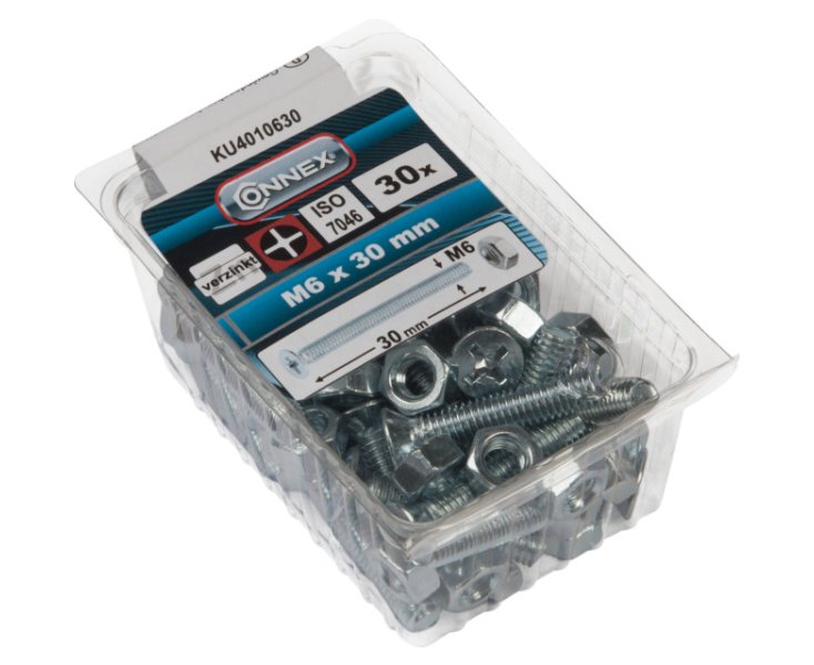 TUERCAS CABEZA PLANA FRESADA CINCADA 6x30 BLISTER 30UD