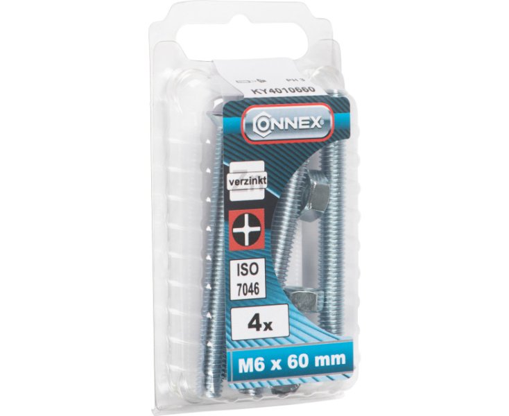 TUERCAS CABEZA PLANA FRESADA CINCADA 6x60 BLISTER 4UD