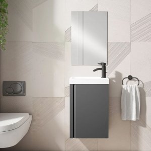 LAGOS 40x60.5x22 MUEBLE 1P CENIZA + LAVABO + ESPEJO