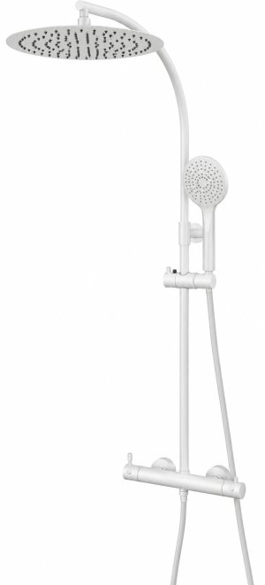 CONJUNTO DUCHA MINI TUBO EXTENSIBLE Ø300mm BLANCO MATE