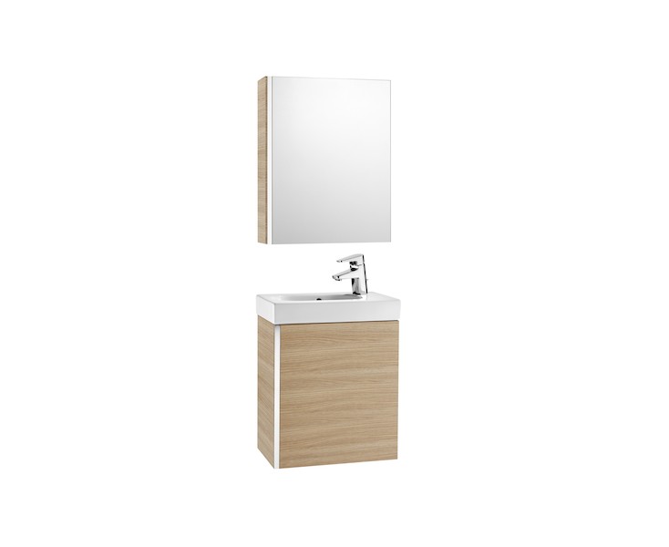 PACK MUEBLE MINI 0450 LAVABO ARMARIO ESPEJO ROBLE