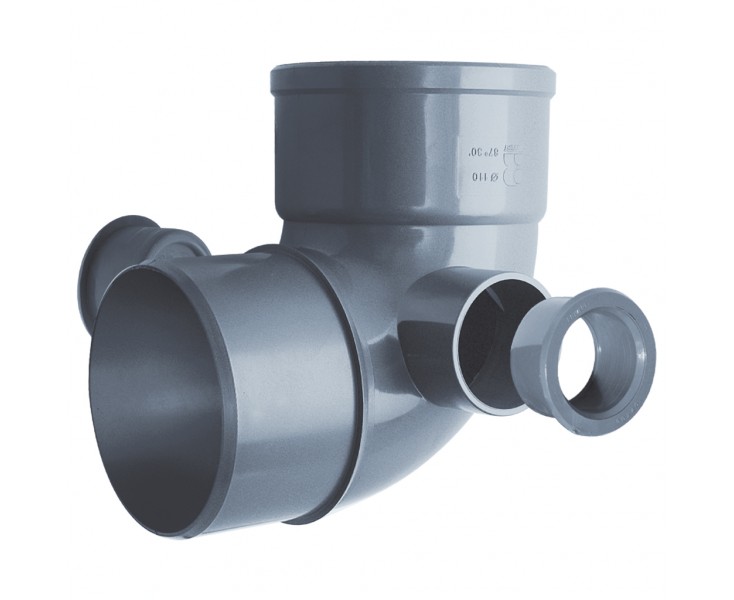 CODO PVC 110-87º 2 TOMAS LATERALES 50