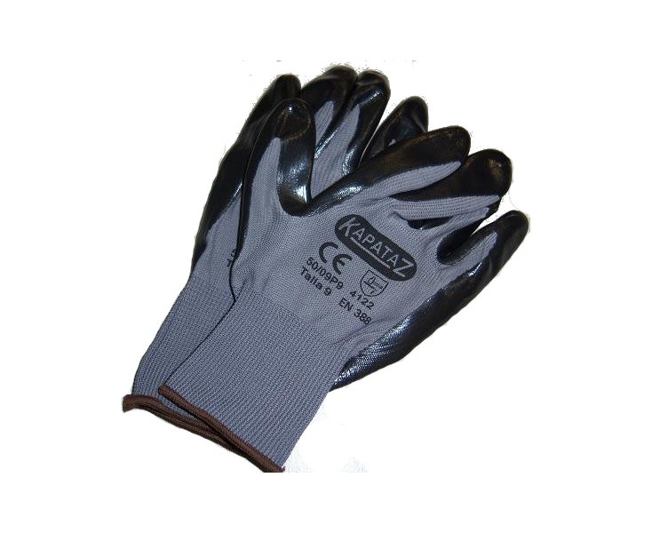 GUANTES NITRILO GRIS-NEGRO T-09 KAPATAZ OFERTA