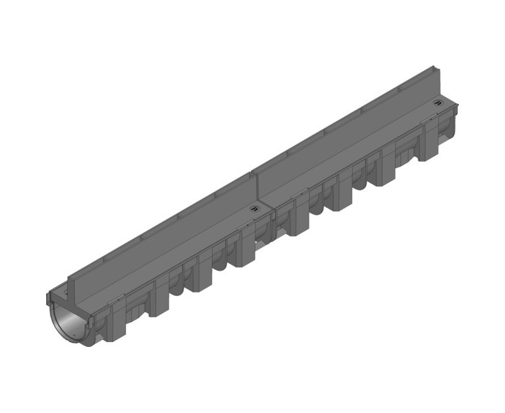 CHANNEL TOP-X C / PE BLACK SLOTTED GRATING 1000x134x95