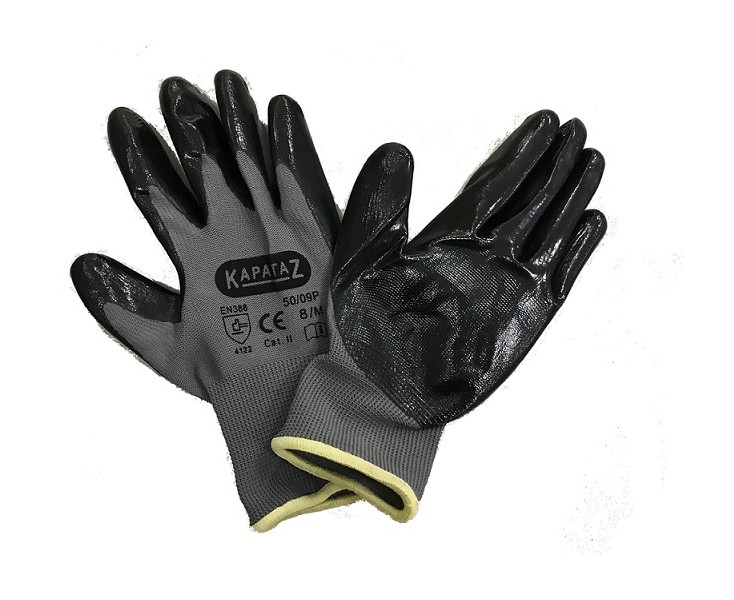 GUANTES NITRILO GRIS-NEGRO T-08 KAPATAZ OFERTA
