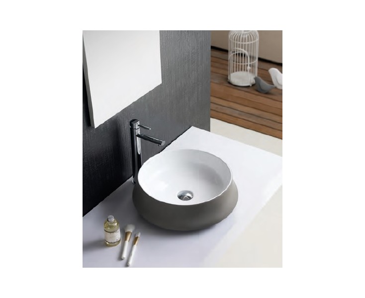 LAVABO RENNES S / WORKTOP 455x150 WHITE / GRAY-BROWN