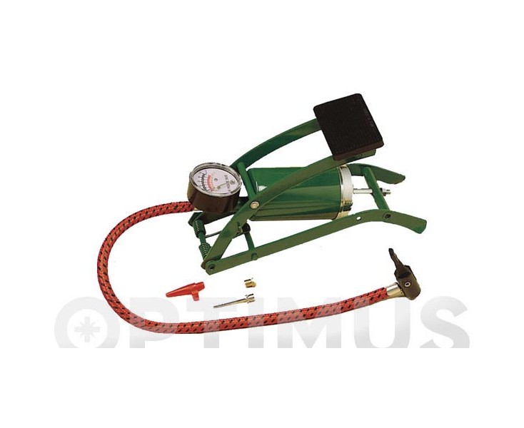 BOMBA INFLADO DE SIMPLE PISTON A PEDAL INCLUYE BOQUILAS