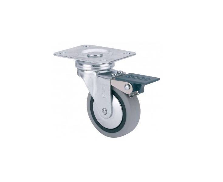 RUEDA GIRATORIA 10BSRFN40-PGI40 GOMA GRIS FRENO N.