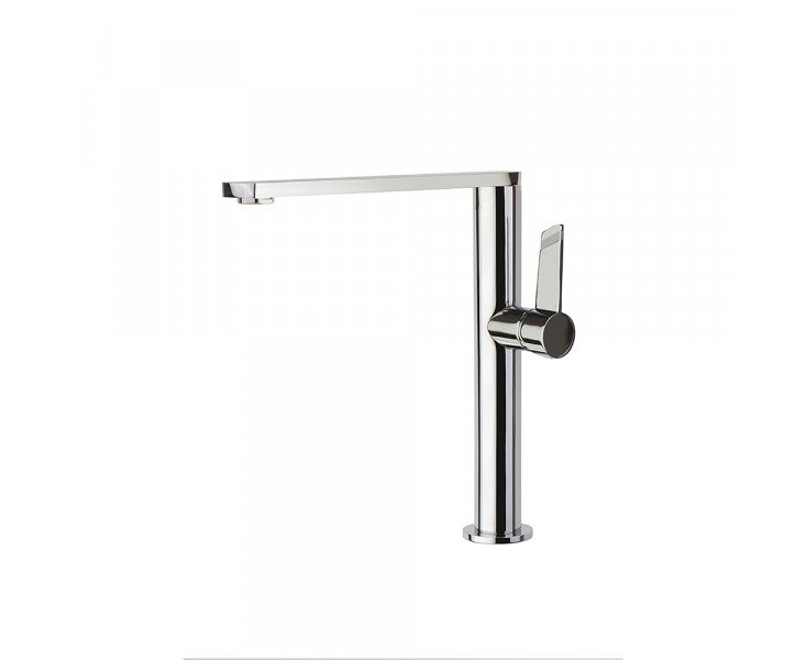 SINGLE LEVER KITCHEN CYLINDRICAL SINK FLAT SPOUT CHROME