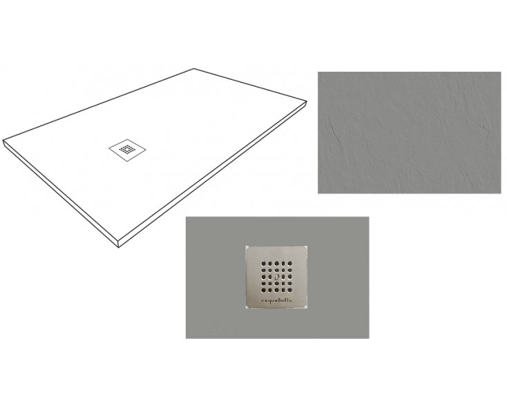 SHOWER TRAY RESIN BASE SLATE CEMENT 160x80
