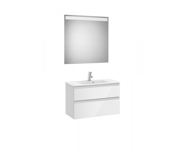 THE GAP COMPACT CABINET PACK 80x38 2 WASHBASIN DRAWERS + MIRROR BL.