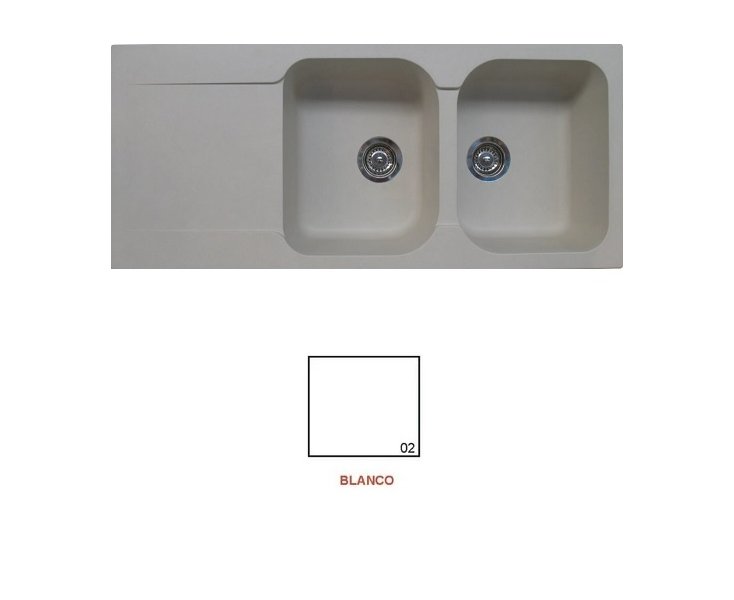 NATURIA SINK 2C1E 1160x500 WHITE WITHOUT HOLE