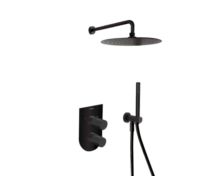 MONOMANDO TZAR DUCHA EMPOTRADO 2 VIAS NEGRO MATE C/KIT
