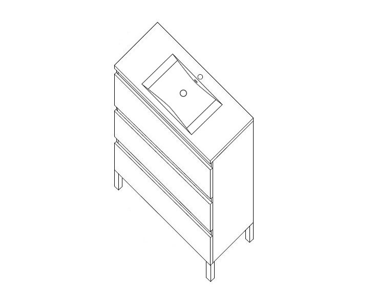 BEVERLY 090 CABINET 3C MATT WHITE WASHBASIN A5 