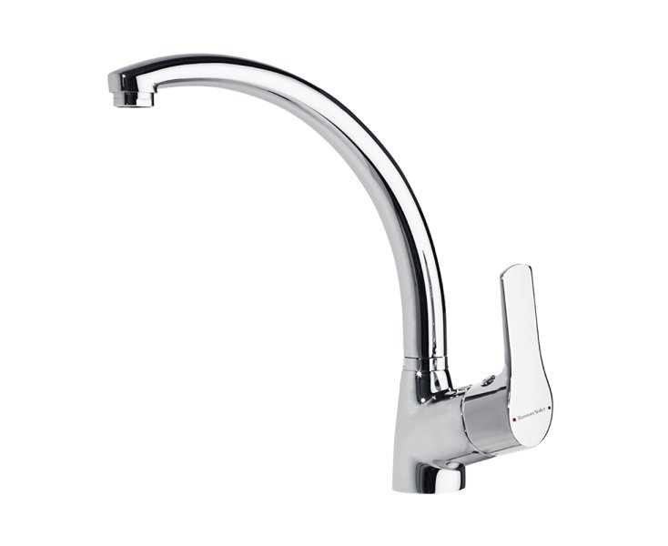 SINGLE LEVER TITANIUM SINK CHROME CURVED SWIVEL SPOUT
