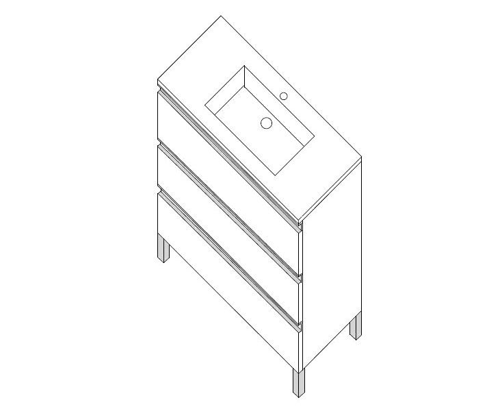 RIVER 060x83x45 CABINET 3C WITH MATTE WHITE LEGS A4 