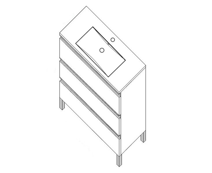 RIVER 100x85.5x39 CABINET 3C WITH MATTE WHITE LEGS A4 