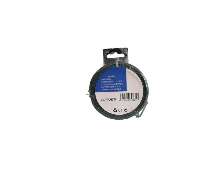 ALAMBRE PLASTIFICADO EN ROLLO C/PESTAÑA 1,6/2,8MMx50M VERDE