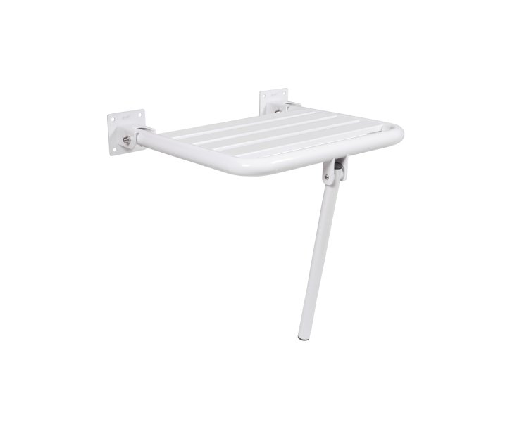 FOLDING SHOWER SEAT WITH WHITE FLOOR LEG