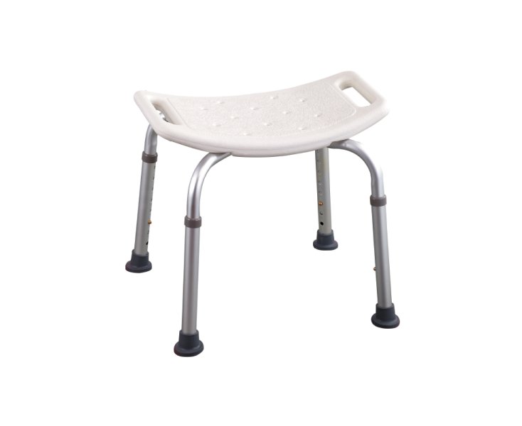 SHOWER STOOL W/EXTENDABLE LEGS ALUMINUM-WHITE