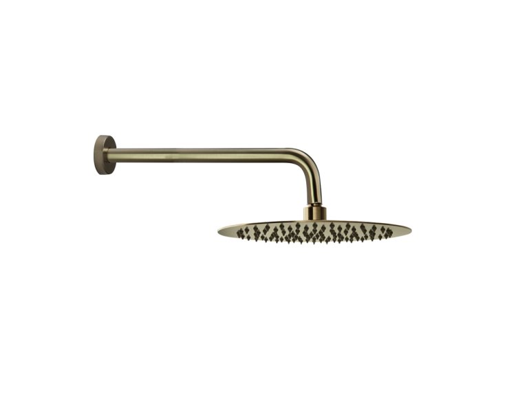BRAZO PARED PARA SALIDA DUCHA 250Ø C/ROCIADOR ORO CEPILLADO