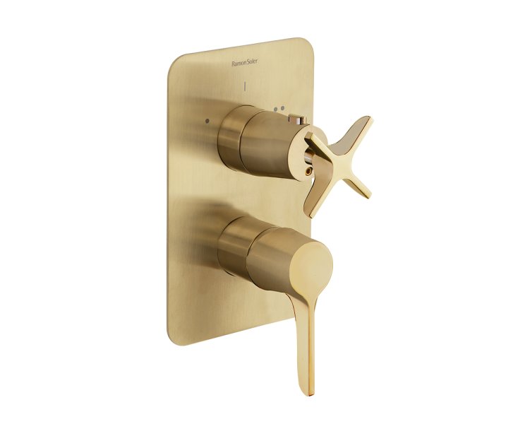 ADAGIO BUILT-IN SHOWER MIXER 2 WAY BRUSHED GOLD WITH PLATE