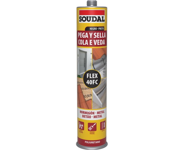 SOUDAL POLYURETHANE PUTTY STICKS AND SEALS BLACK 290ml ​