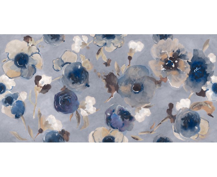 DECORO FLORAL BLU RECT. 60x120