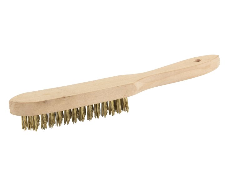 METAL BRUSH WITH WOOD HANDLE  