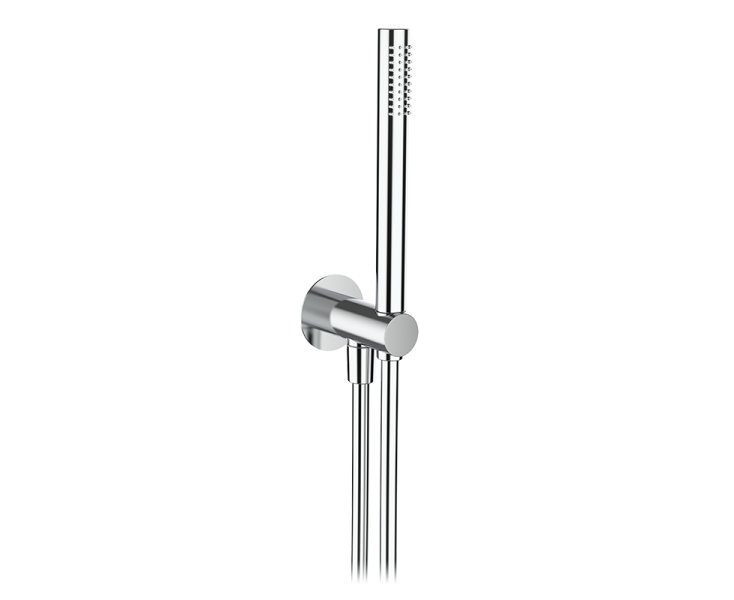 LUX SHOWER SUPPORT KIT WITH CYLINDRICAL SOCKET + CHROME TUBE HANDLE