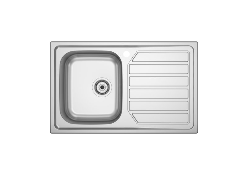 GLASGOW STAINLESS STEEL SINK 080x50 1C.1E.R.W/COUNTERTOP