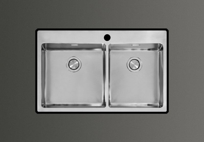 BMR D-40-34 EN-OE 810x505 2C STAINLESS STEEL SINK. FLUSHED