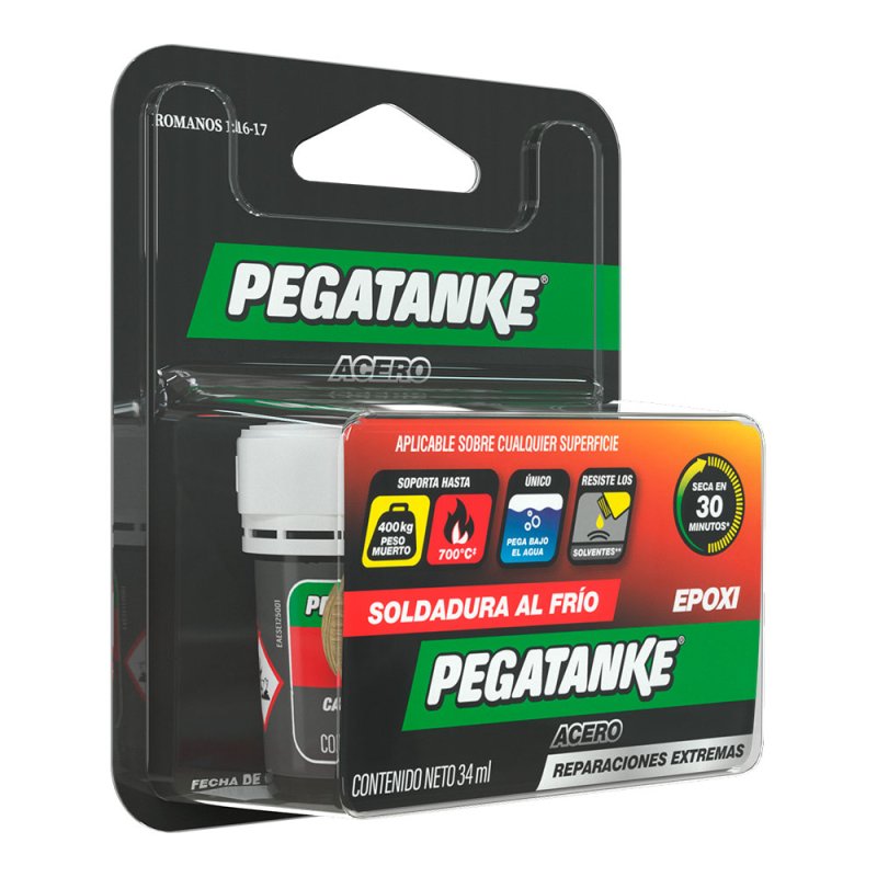 PEGATANKE PEGAMENTO EPOXICO BI-COMPONENTE ACERO 34ML 