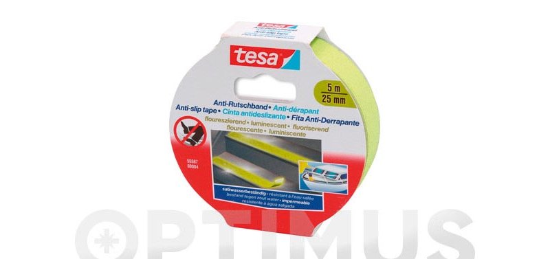 CINTA ANTIDESLIZANTE ANTI-SLIP 5Mx25MM FLUORESCENTE